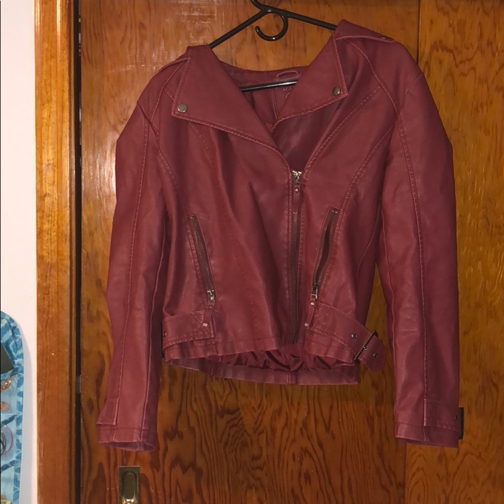 Maroon leather jacket